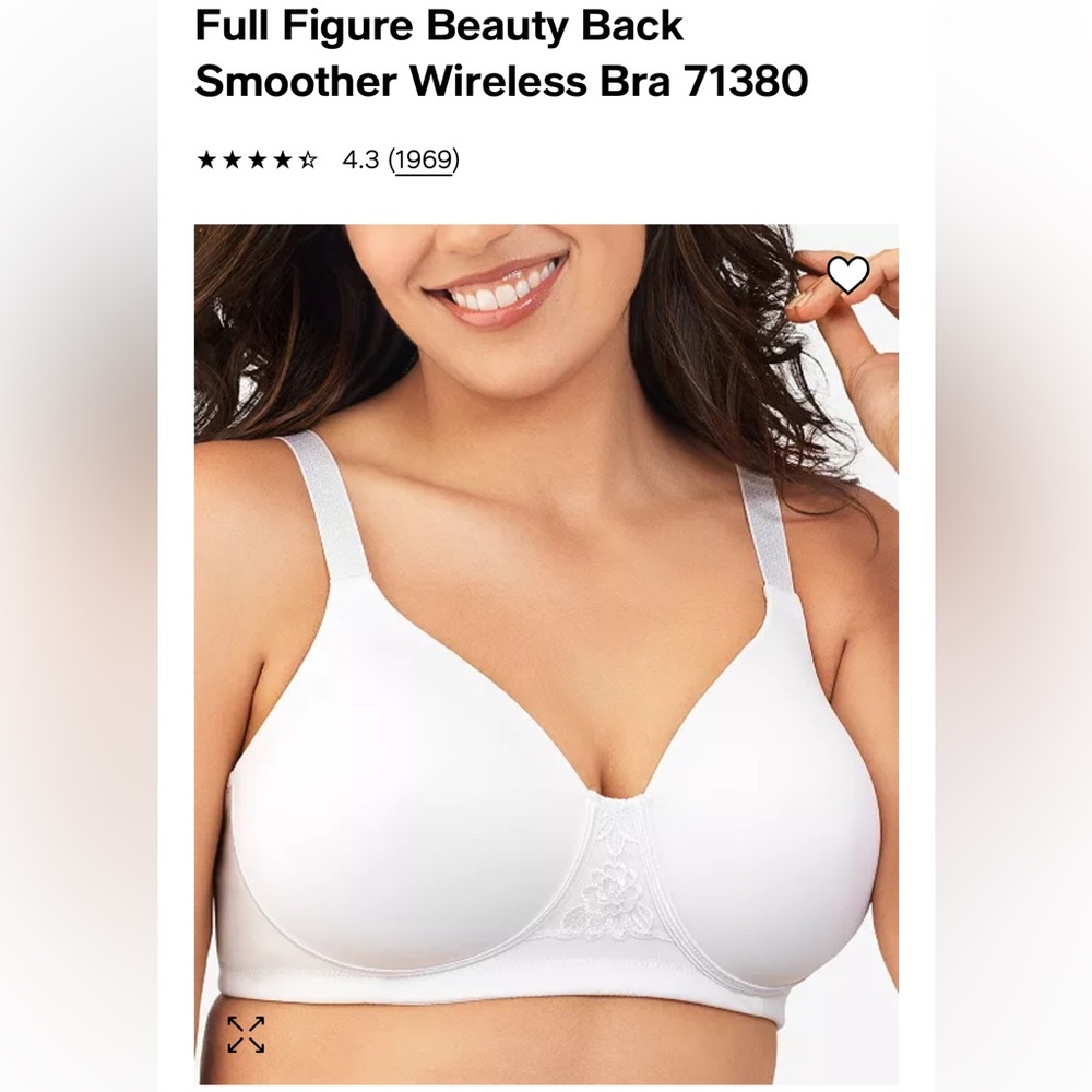 NWT- Vanity Fair- Full Figure Beauty‎ Back Smoother Wireless Bra 71380- 40DDD